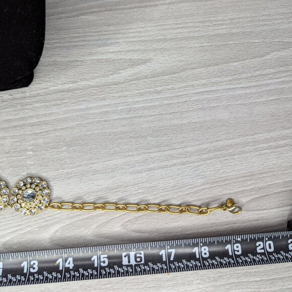 Vintage J Crew Signed Gold Tone & Clear Rhinestones Necklace Lobster Claw Clasp - Picture 11 of 12